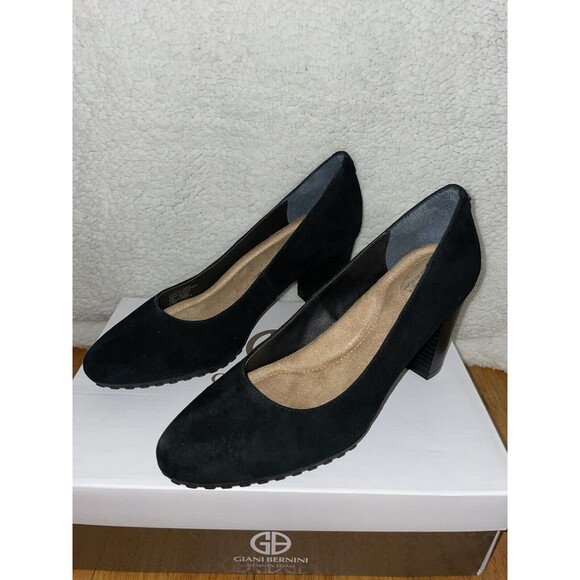 Giani Bernini Memory Foam Tavettil Black Suede Heels Shoes Size 8.5 M - Picture 3 of 10